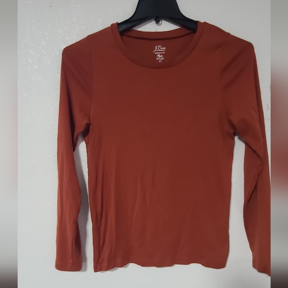 Women's Long Sleeve Crewneck Top - Rust